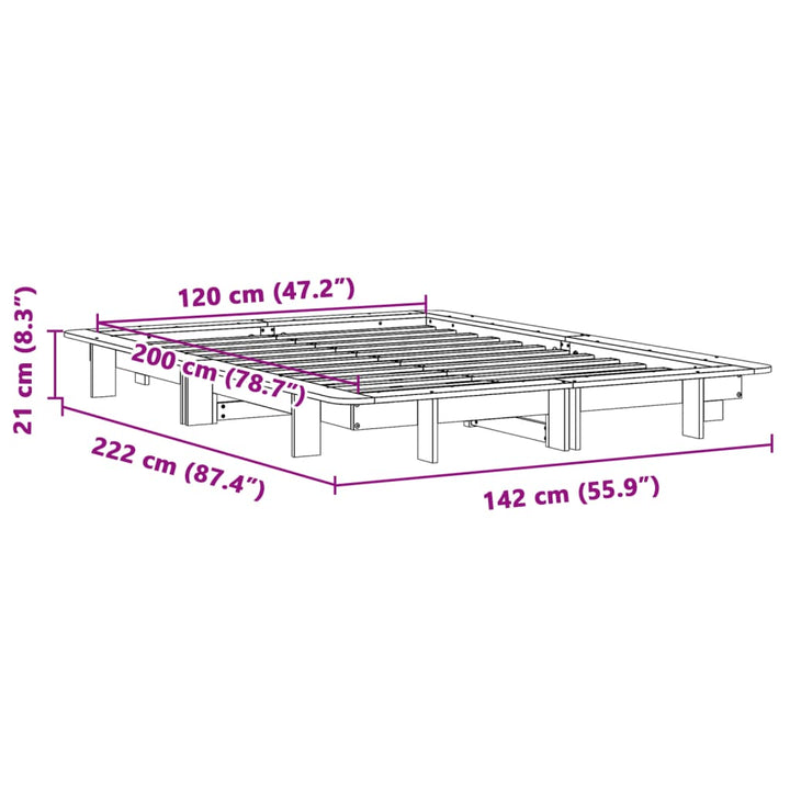 sengeramme uden madras 120x200 cm massivt fyrretræ gyldenbrun