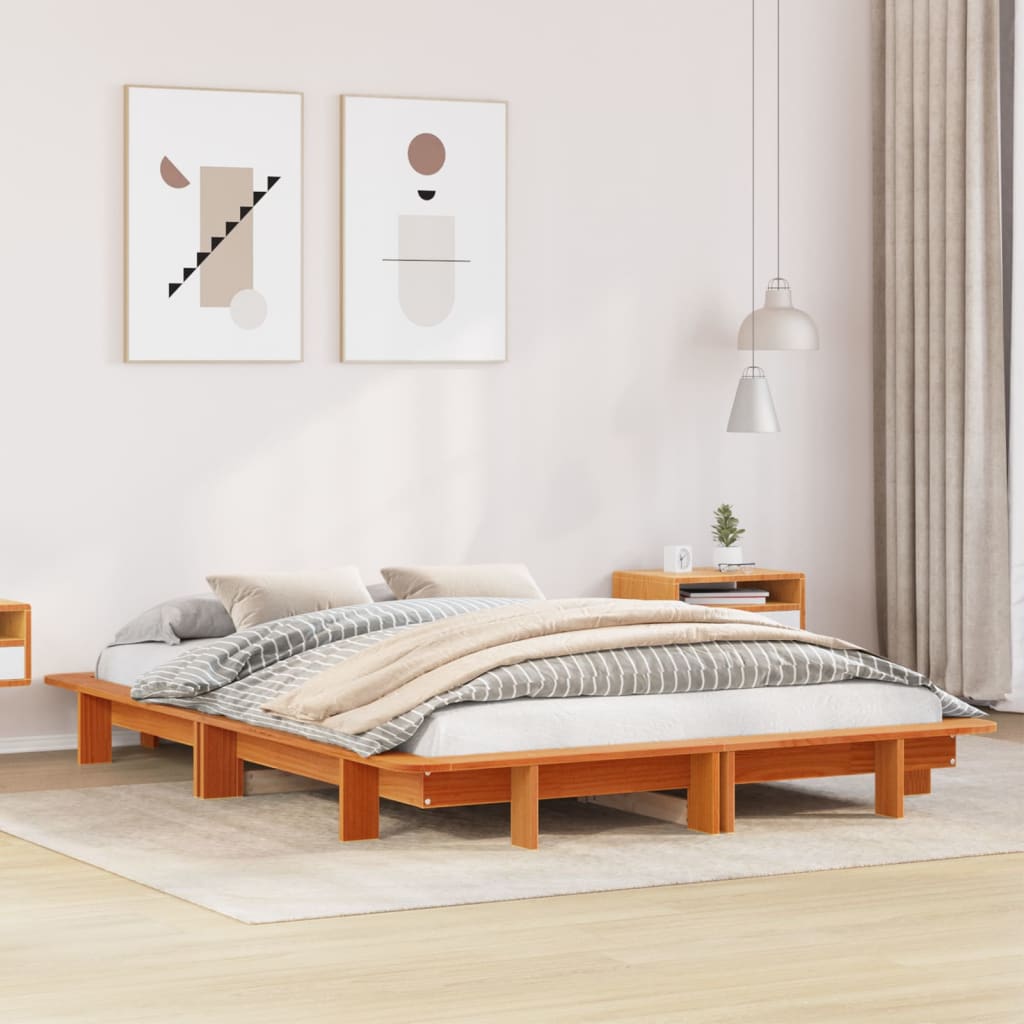 sengeramme uden madras 120x200 cm massivt fyrretræ gyldenbrun