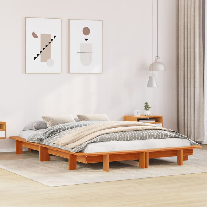 sengeramme uden madras 120x200 cm massivt fyrretræ gyldenbrun