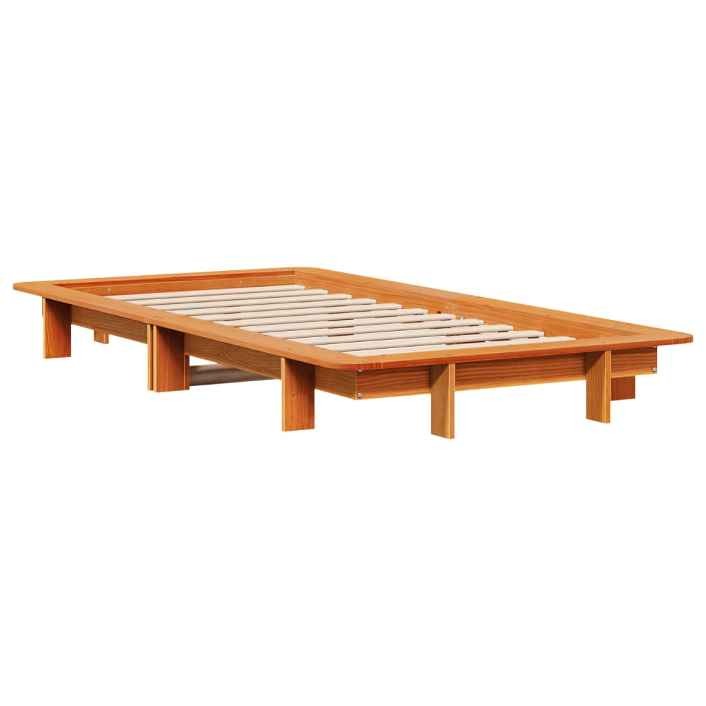 sengeramme uden madras 90x200 cm massivt fyrretræ gyldenbrun