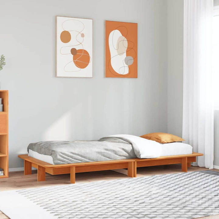 sengeramme uden madras 90x200 cm massivt fyrretræ gyldenbrun