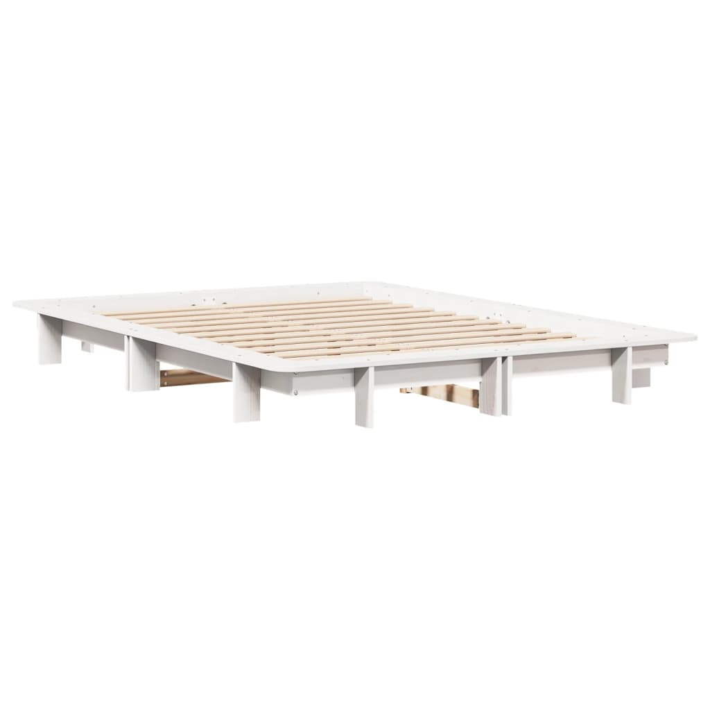 sengeramme uden madras 140x190 cm massivt fyrretræ hvid