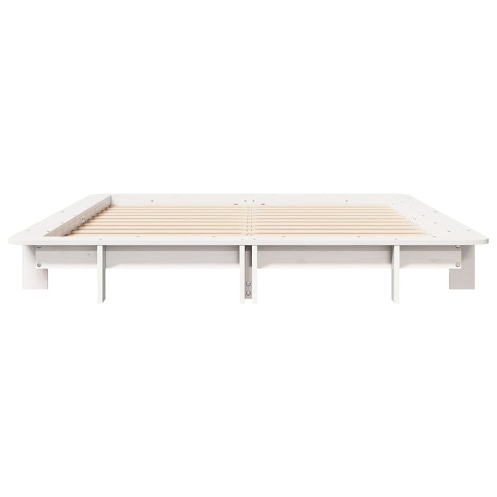 sengeramme uden madras 140x190 cm massivt fyrretræ hvid