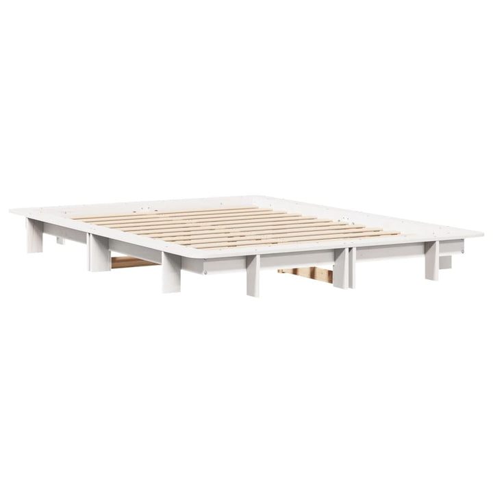 sengeramme uden madras 140x190 cm massivt fyrretræ hvid