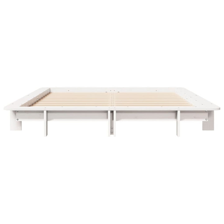 sengeramme uden madras 135x190 cm massivt fyrretræ hvid