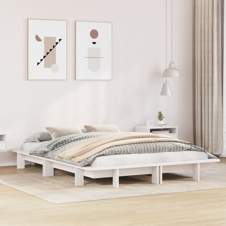 sengeramme uden madras 135x190 cm massivt fyrretræ hvid