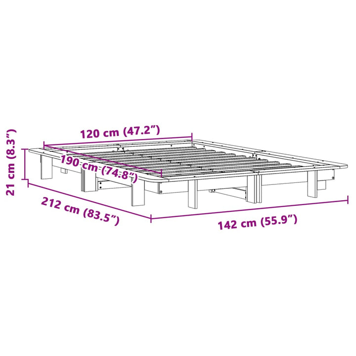 sengeramme uden madras 120x190 cm massivt fyrretræ gyldenbrun