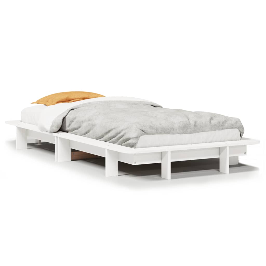 sengeramme uden madras 90x190 cm massivt fyrretræ hvid