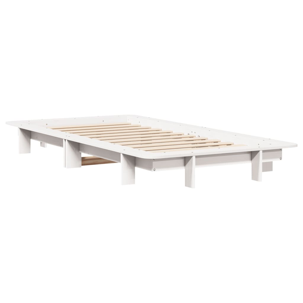 sengeramme uden madras 75x190 cm massivt fyrretræ hvid