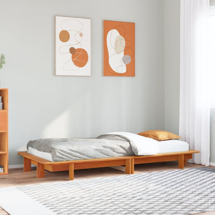 sengeramme uden madras 75x190 cm massivt fyrretræ gyldenbrun