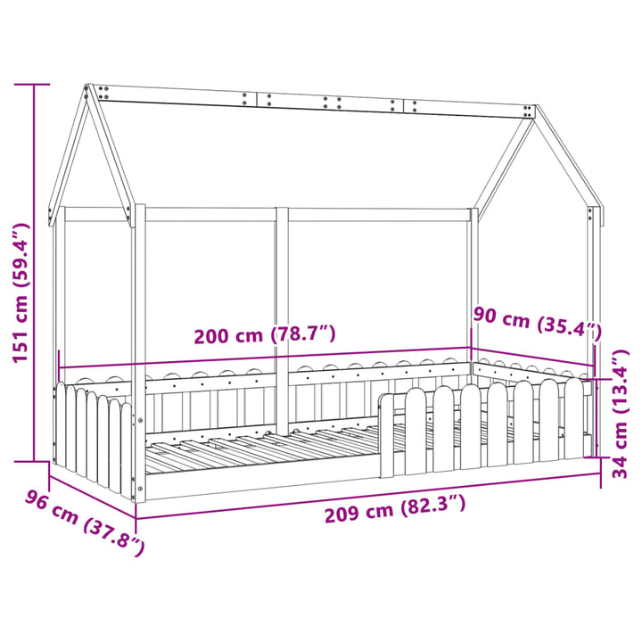 sengeramme til husseng 90x200 cm massivt fyrretræ gyldenbrun