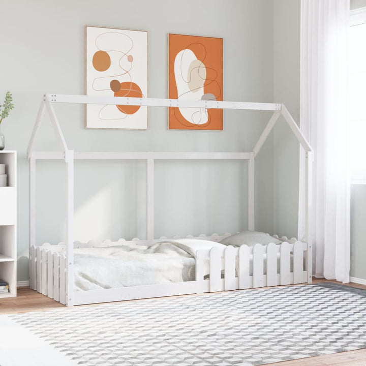 sengeramme til husseng 80x200 cm massivt fyrretræ hvid
