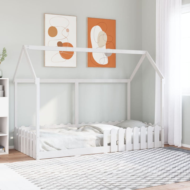 sengeramme til husseng 90x190 cm massivt fyrretræ hvid