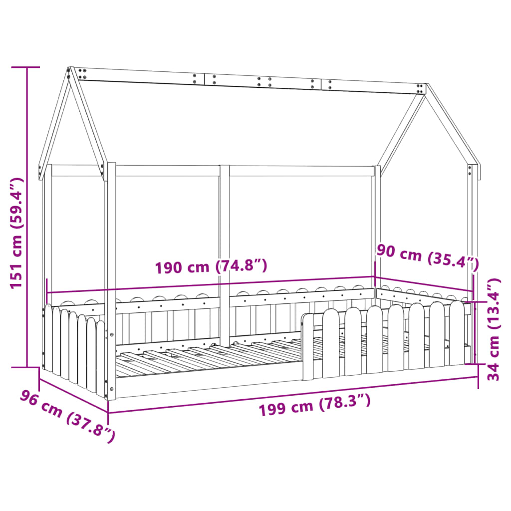 sengeramme til husseng 90x190 cm massivt fyrretræ gyldenbrun