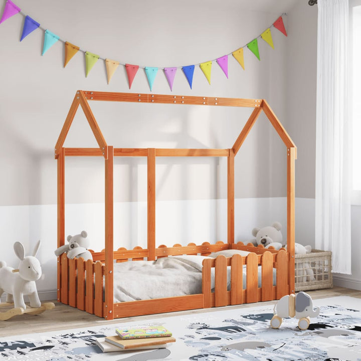 sengeramme til husseng 70x140 cm massivt fyrretræ gyldenbrun