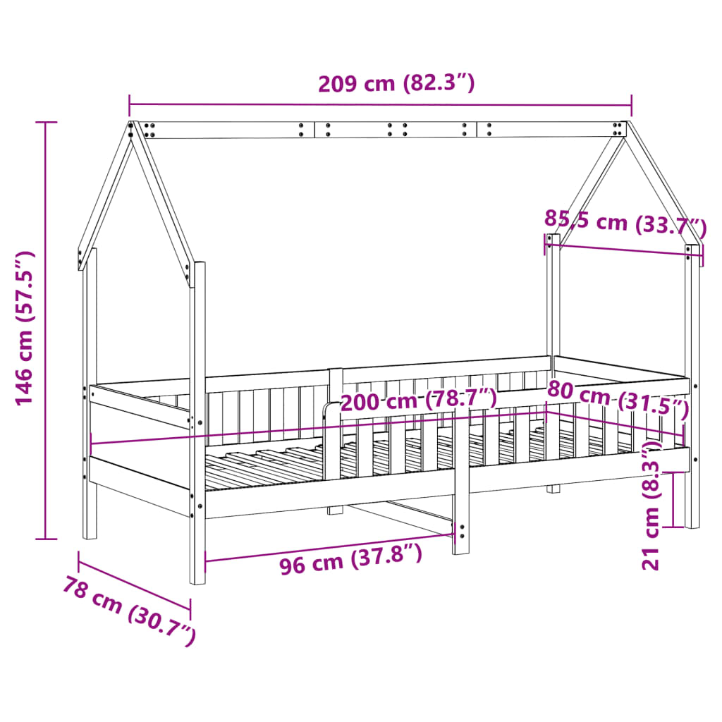 sengeramme til husseng 80x200 cm massivt fyrretræ gyldenbrun