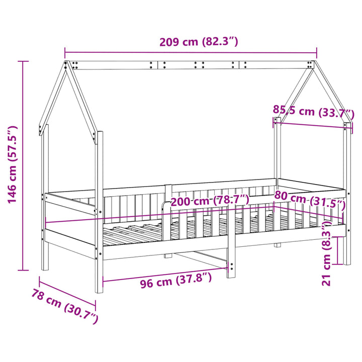sengeramme til husseng 80x200 cm massivt fyrretræ gyldenbrun