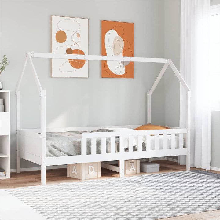 sengeramme til husseng 90x190 cm massivt fyrretræ hvid