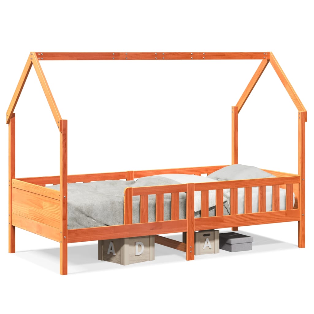 sengeramme til husseng 90x190 cm massivt fyrretræ gyldenbrun