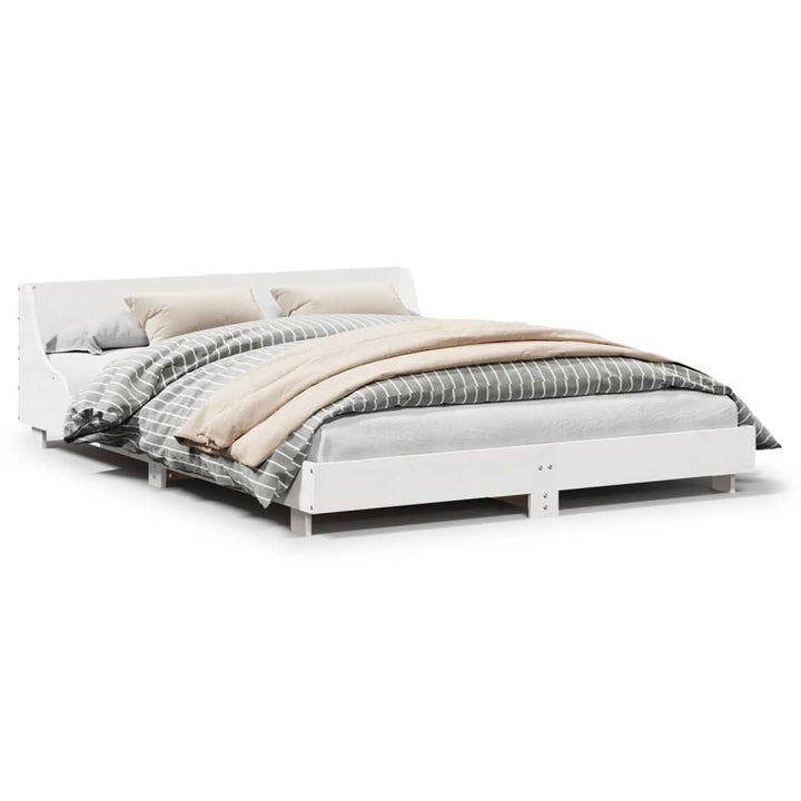 sengeramme uden madras 150x200 cm massivt fyrretræ hvid