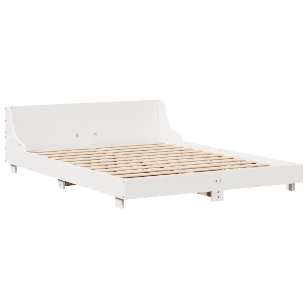 sengeramme uden madras 150x200 cm massivt fyrretræ hvid
