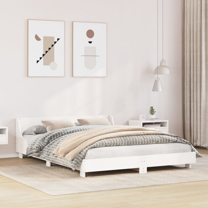 sengeramme uden madras 150x200 cm massivt fyrretræ hvid