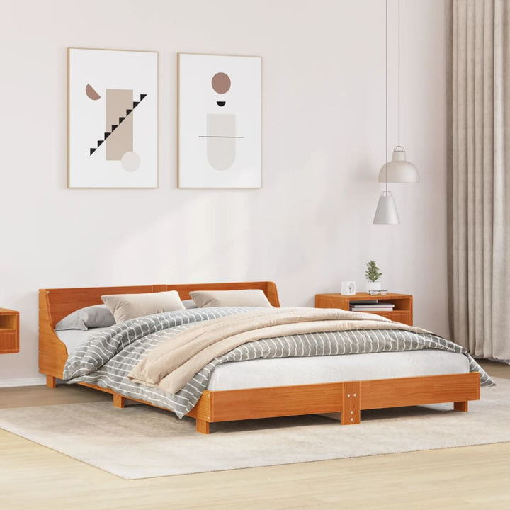 sengeramme uden madras 150x200 cm massivt fyrretræ gyldenbrun