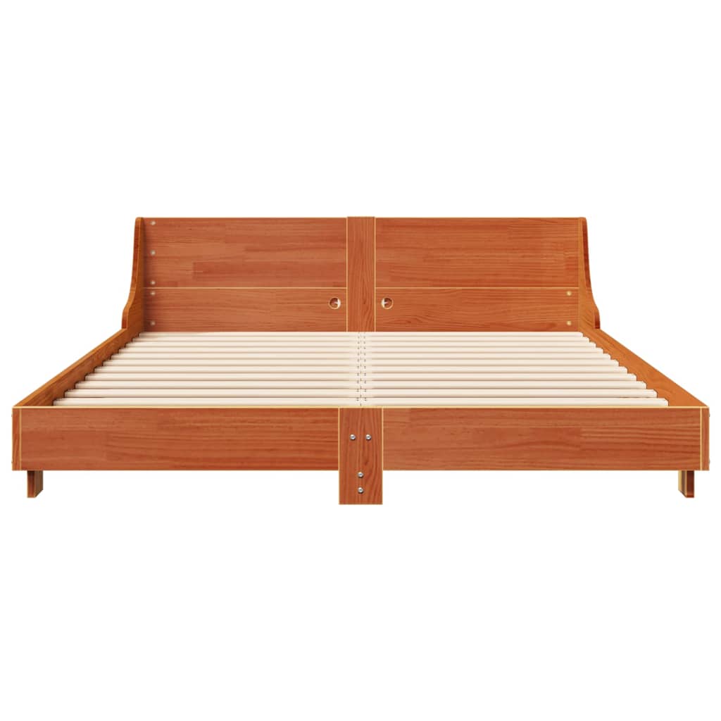 sengeramme uden madras 140x200 cm massivt fyr gyldenbrun