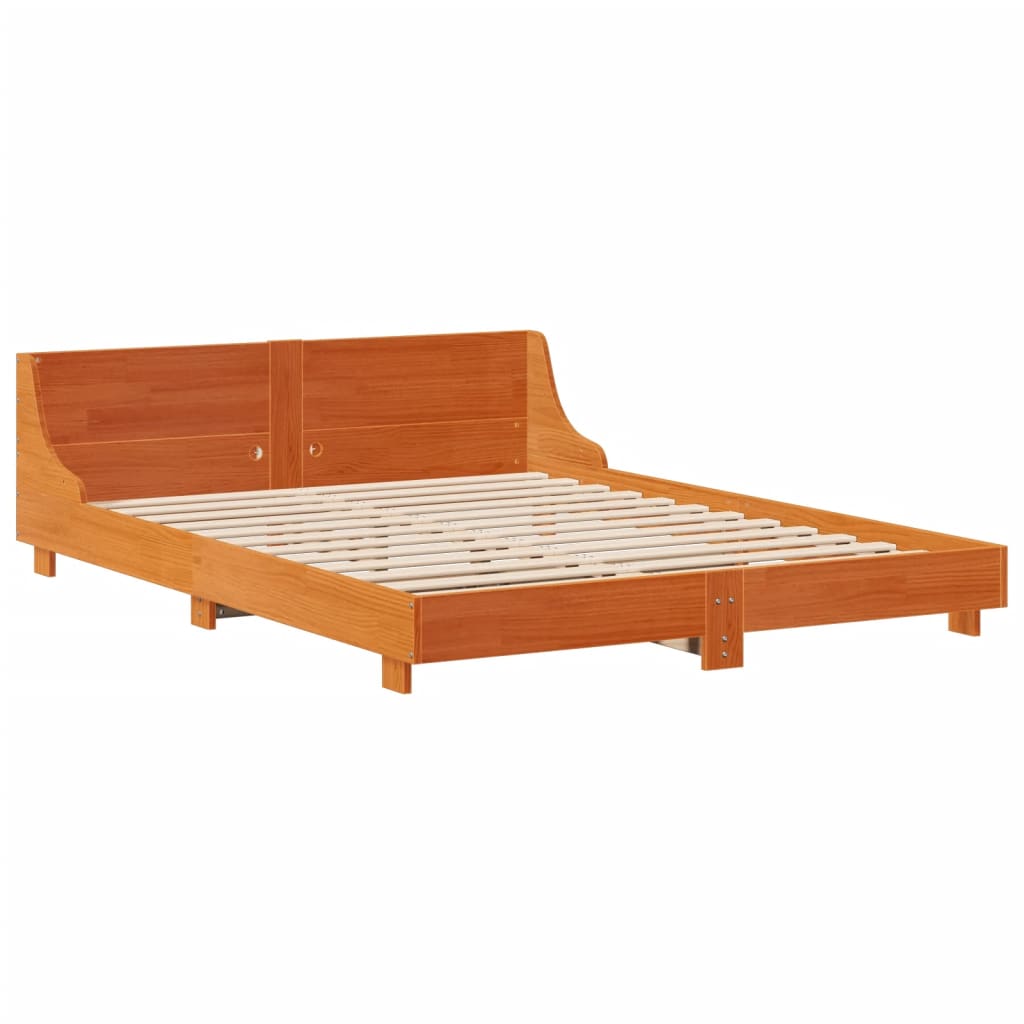 sengeramme uden madras 120x200 cm massivt fyrretræ gyldenbrun