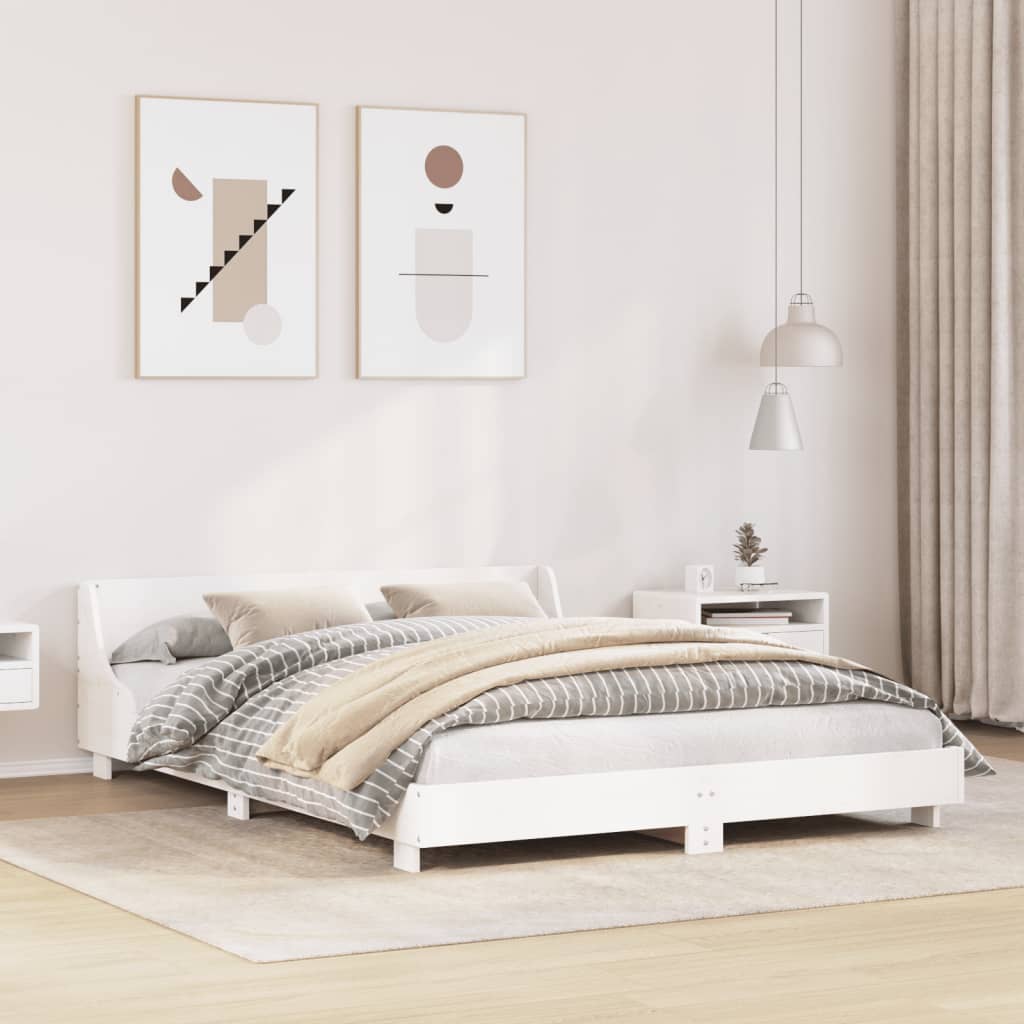 sengeramme uden madras 120x190 cm massivt fyrretræ hvid