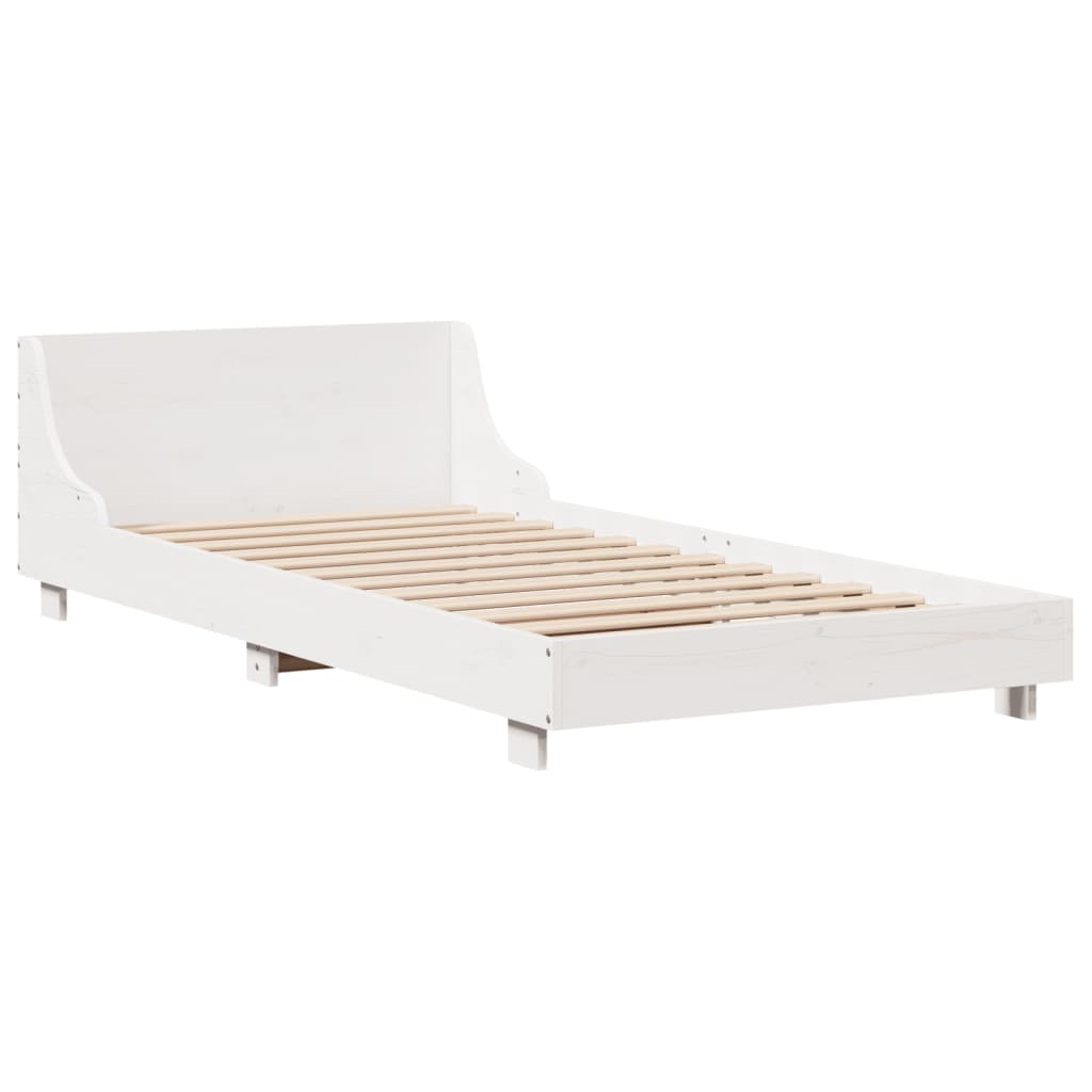 sengeramme uden madras 90x190 cm massivt fyrretræ hvid