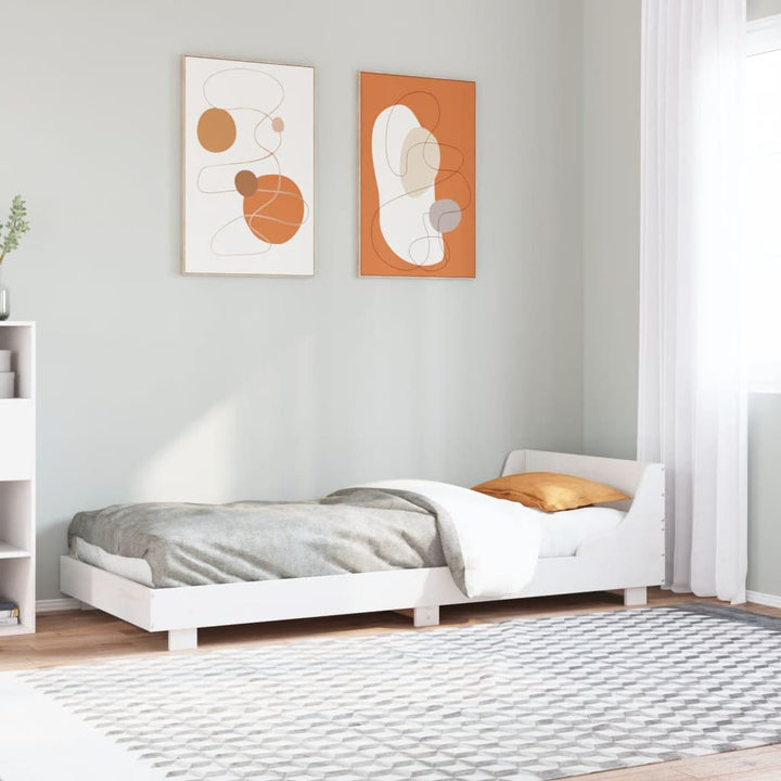 sengeramme uden madras 75x190 cm massivt fyrretræ hvid