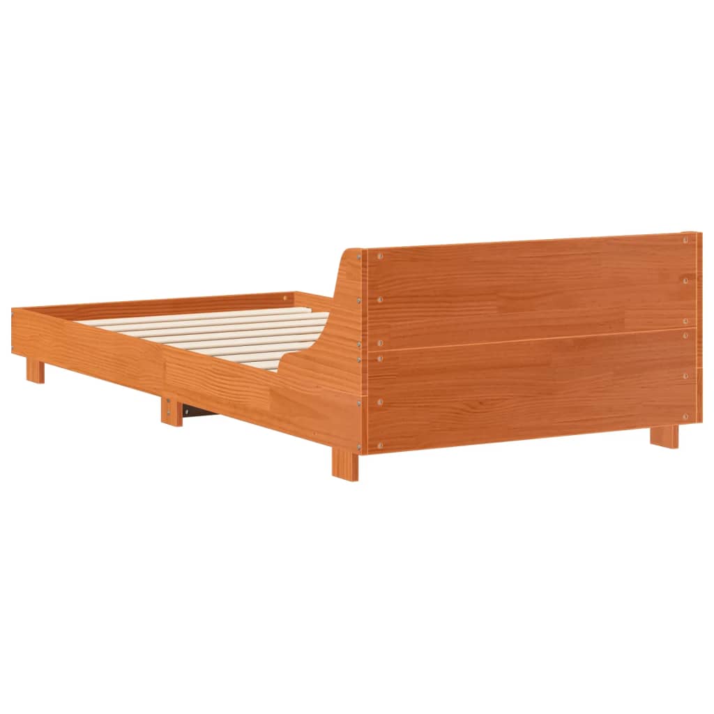 sengeramme uden madras 75x190 cm massivt fyrretræ gyldenbrun
