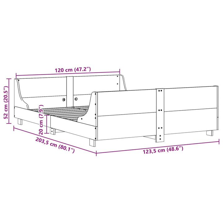 sengeramme uden madras 120x200 cm massivt fyrretræ gyldenbrun