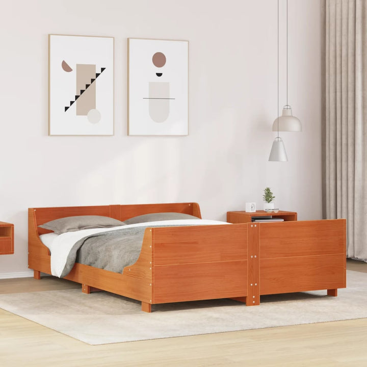 sengeramme uden madras 120x200 cm massivt fyrretræ gyldenbrun