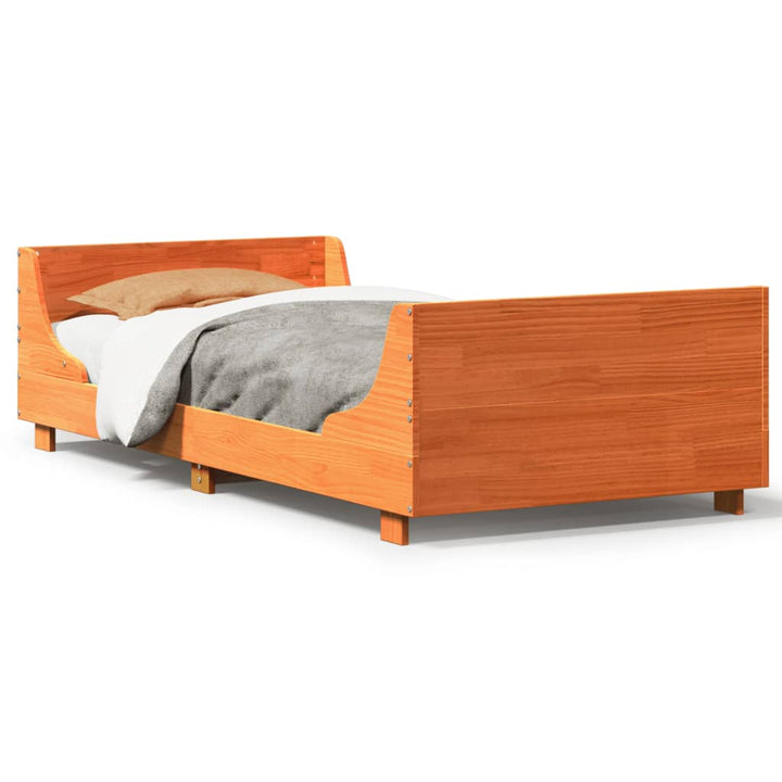 sengeramme uden madras 100x200 cm massivt fyrretræ gyldenbrun