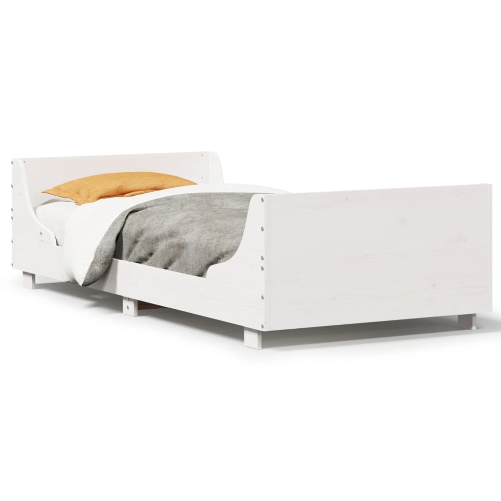 sengeramme uden madras 90x200 cm massivt fyrretræ hvid