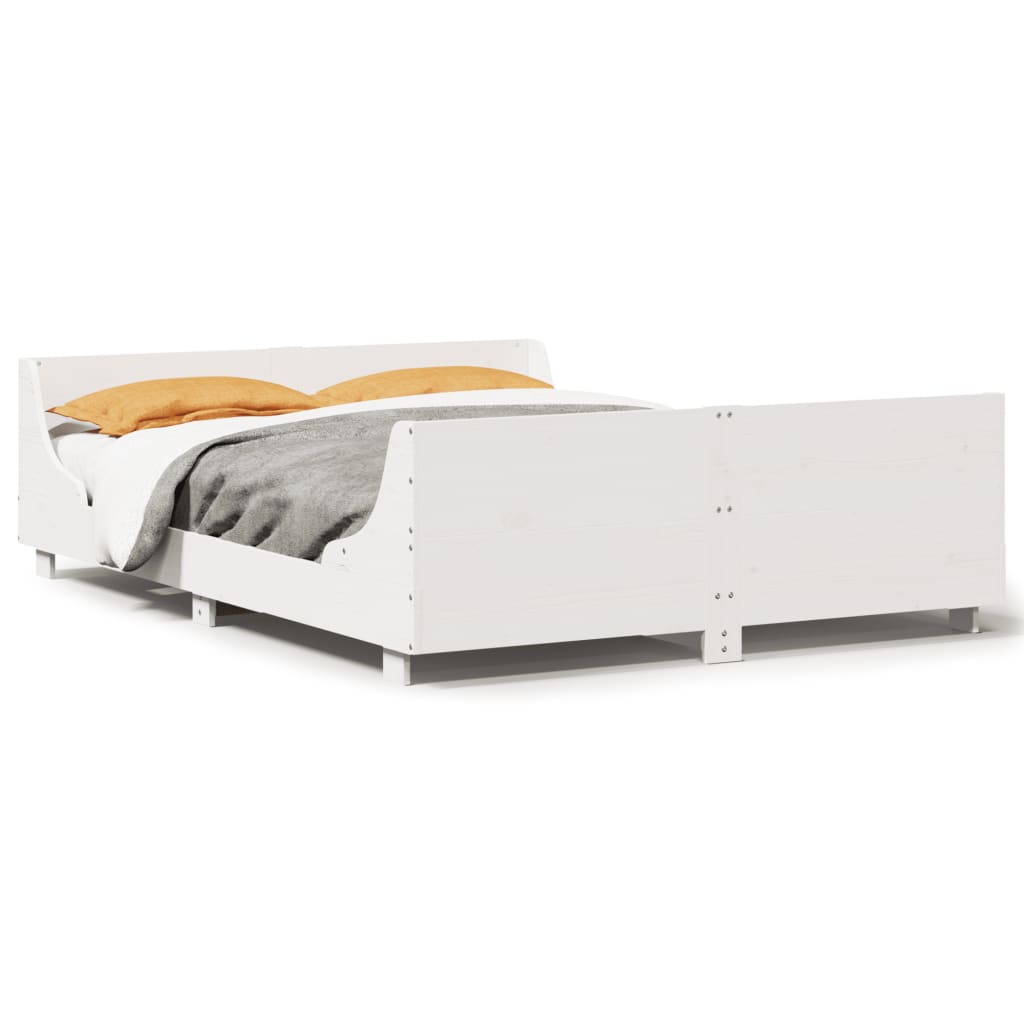sengeramme uden madras 120x190 cm massivt fyrretræ hvid