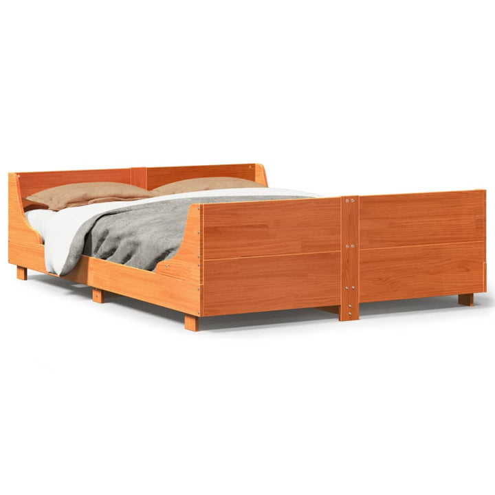 sengeramme uden madras 120x190 cm massivt fyrretræ gyldenbrun