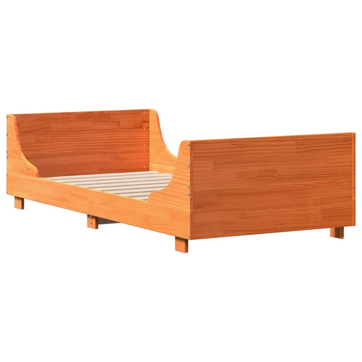 sengeramme uden madras 75x190 cm massivt fyrretræ gyldenbrun