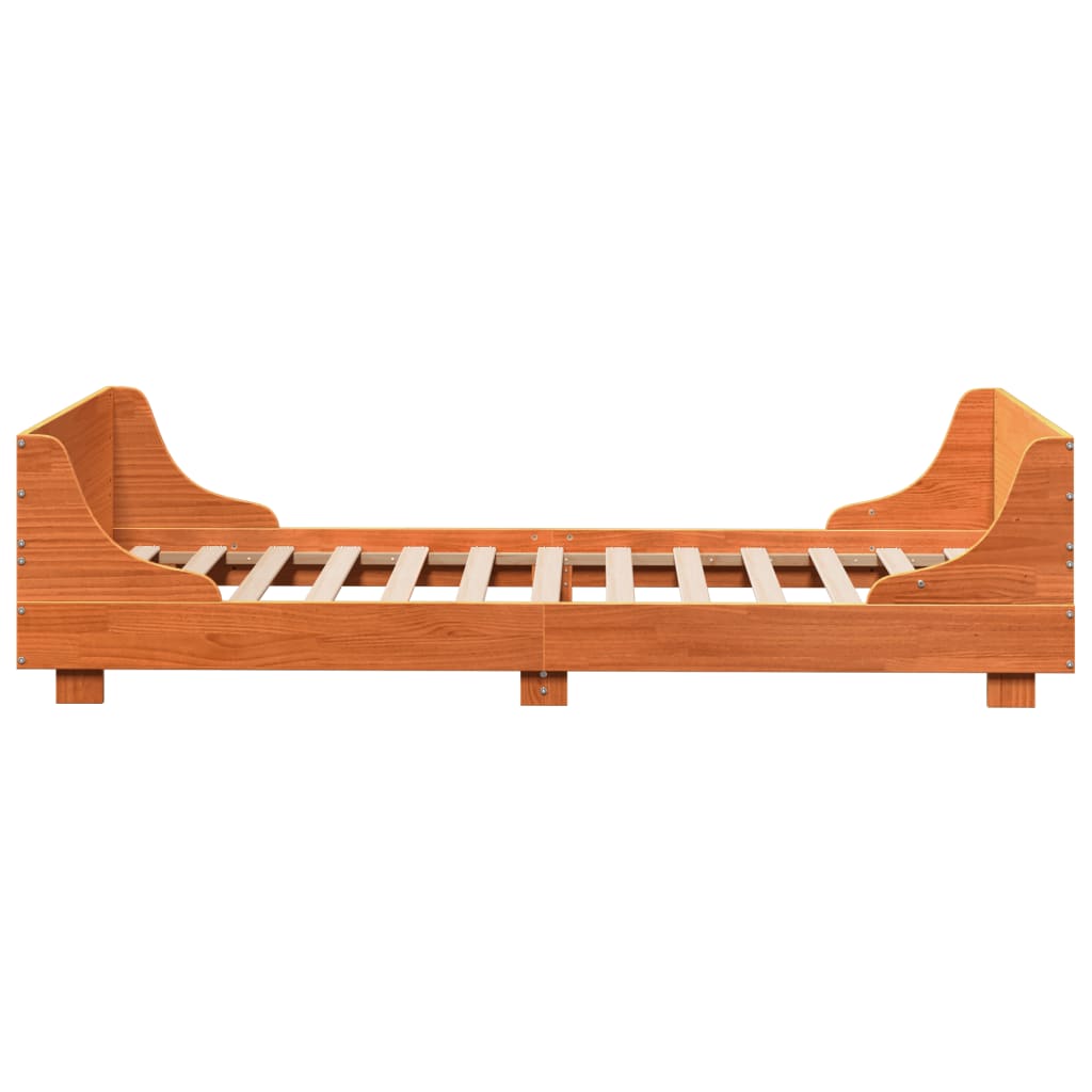 sengeramme uden madras 75x190 cm massivt fyrretræ gyldenbrun