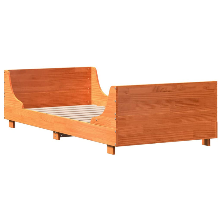sengeramme uden madras 75x190 cm massivt fyrretræ gyldenbrun