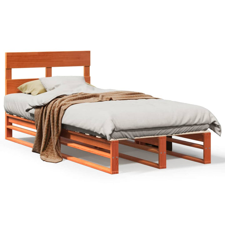 sengeramme uden madras 90x190 cm massivt fyrretræ gyldenbrun