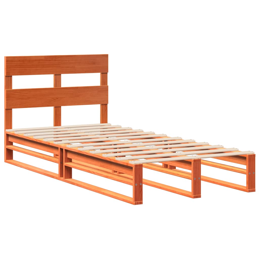 sengeramme uden madras 90x190 cm massivt fyrretræ gyldenbrun
