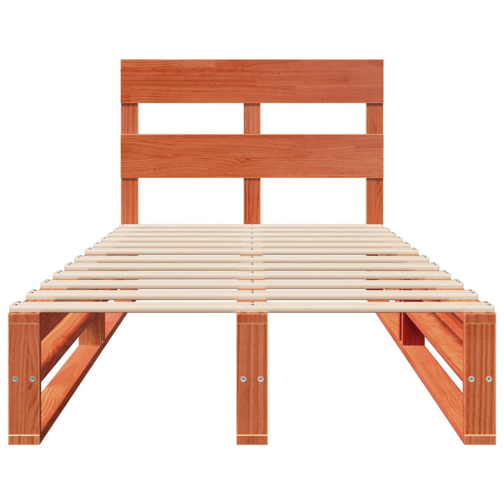 sengeramme uden madras 90x190 cm massivt fyrretræ gyldenbrun