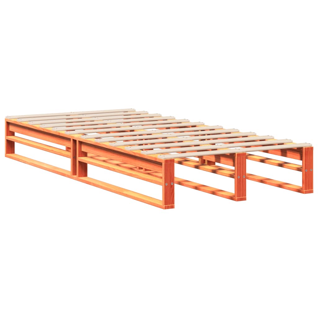 sengeramme uden madras 90x190 cm massivt fyrretræ gyldenbrun