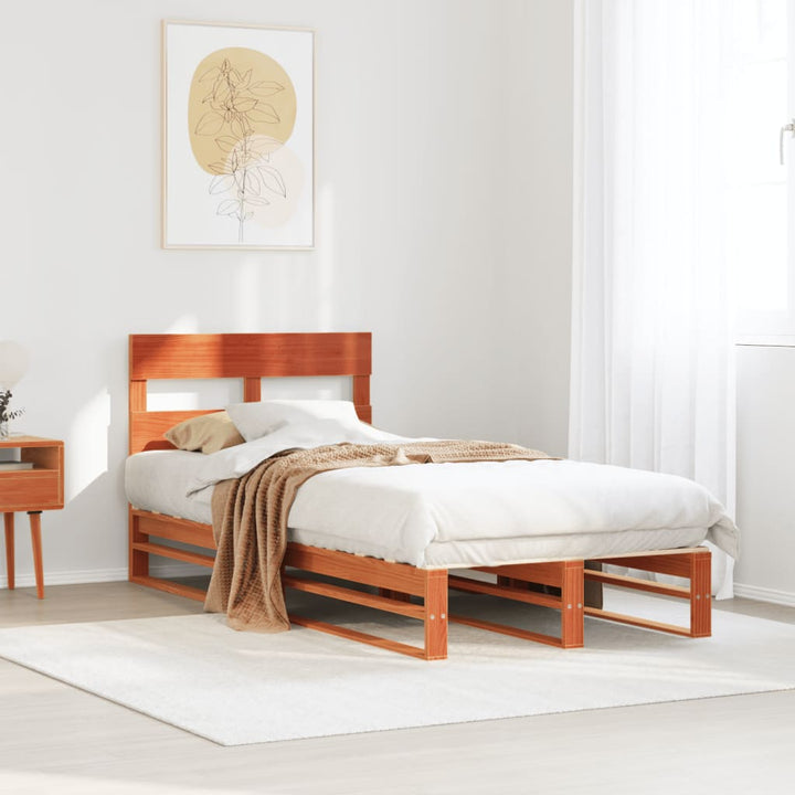 sengeramme uden madras 90x190 cm massivt fyrretræ gyldenbrun