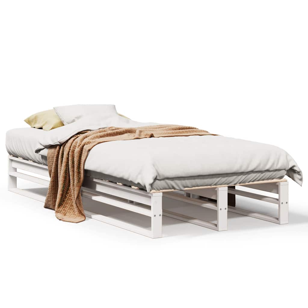 sengeramme uden madras 90x200 cm massivt fyrretræ hvid