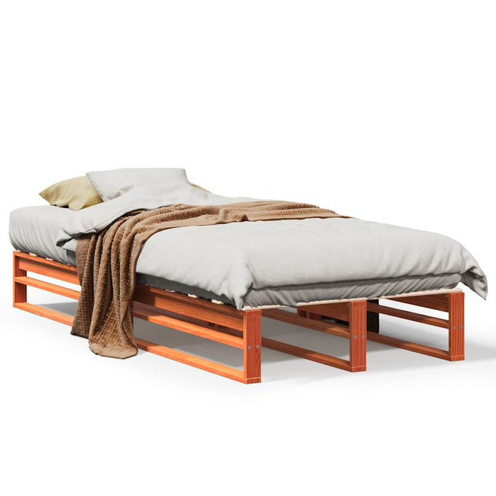 sengeramme uden madras 100x200 cm massivt fyrretræ gyldenbrun