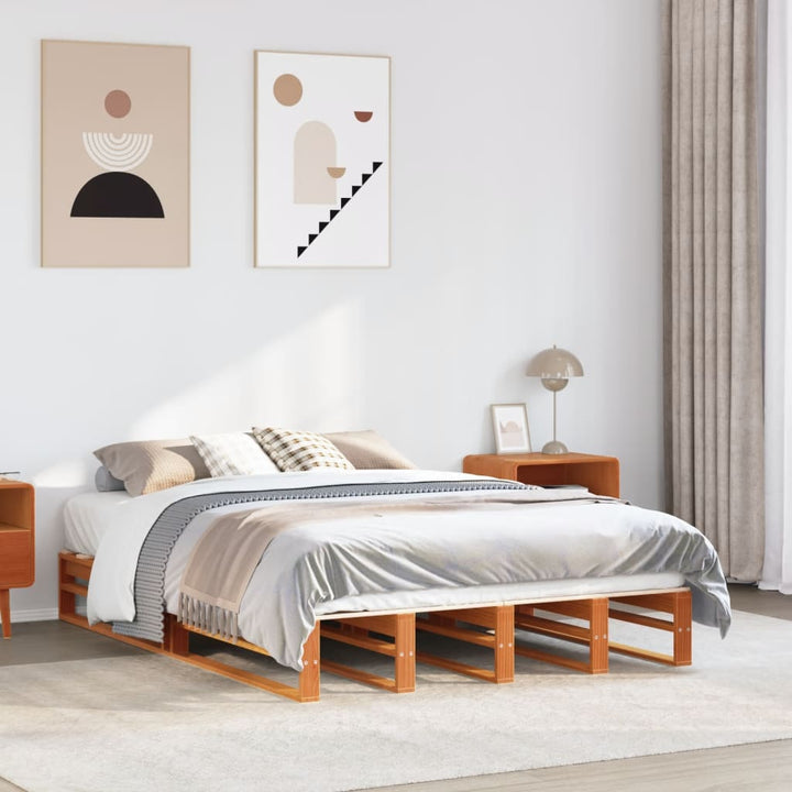 sengeramme uden madras 140x200 cm massivt fyr gyldenbrun